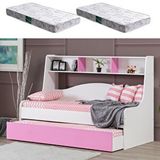Setay Mobilya Yavrulu Karyola, Tiriye Yavrulu Yatak 2 Adet Comfort Yatak Pembe