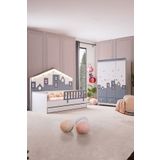 Setay Montessori Çocuk Odası - City Montessori 3 Kapılı Dolap, Yavrulu Karyola - Gri