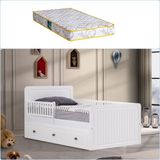 Setay Montessori Karyola, Lena Yavrulu Montessori Yatak + 1 Comfort Yatak - Beyaz - 90 x 190 cm