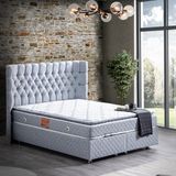 Setay Napoli İkili Set Tek Kişilik Baza Başlık - Keten Gri - 90 x 200 cm