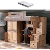 Setay Natural Ranza 2 Kapaklı Dolap Çalışma Masası + 1 Adet Comfort Yatak - Ceviz - 90 x 190 cm