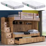 Setay Natural Yavrulu Ranza - 3'lü Ceviz Ranza + 2 Adet Comfort Yatak - 90 x 190 cm