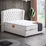 Setay Nice Tek Kişilik Baza Başlık Real Pedli Yatak Seti, Krem - 90 x 190 cm