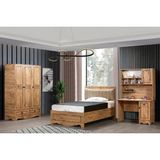 Setay Papatya Bazalı Genç Odası Takımı - 120x200 cm Bazalı Karyola, Dolap, Çalışma Masası - Ceviz