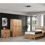 Setay Papatya Bazalı Genç Odası Takımı - 120x200 cm Bazalı Karyola, Dolap, Şifonyer - Ceviz