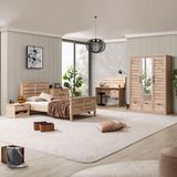 Setay Polo Genç Odası - 3 Kapaklı Dolap, Karyola, Komodin, Çalışma Masası, Şifonyer - Ceviz