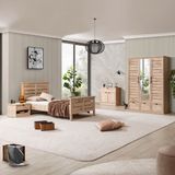 Setay Polo Genç Odası - 3 Kapaklı Dolap, Karyola, komodin, Şifonyer - Ceviz
