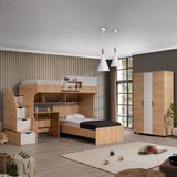 Setay Ranza, Aura Ranza Karyola Masa 3 Kapaklı Dolap, Aura Genç/çocuk Odası Takımı - Ceviz - 90 x 200 cm