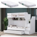 Setay Ranza, Cesur 3lü Yavrulu Ranza, Beyaz + 2 Adet Comfort Yaylı Yatak - 90 x 190 cm