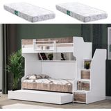 Setay Ranza, Cesur 3lü Yavrulu Ranza, Ceviz + 2 Adet Comfort Yaylı Yatak - 90 x 190 cm