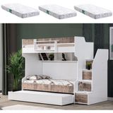 Setay Ranza, Cesur 3lü Yavrulu Ranza, Ceviz + 3 Adet Comfort Yatak - 90 x 190 cm