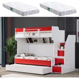Setay Ranza, Cesur 3lü Yavrulu Ranza, Kırmızı + 2 Adet Comfort Yaylı Yatak - 90 x 190 cm