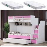 Setay Ranza, Cesur 3lü Yavrulu Ranza, Pembe + 2 Adet Comfort Yaylı Yatak - 90 x 190 cm