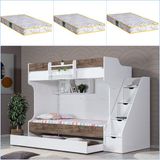 Setay Ranza, Kardem Yavrulu Ranza, Ceviz 3 Lü Ranza + 3 Adet Comfort Yatak - 90 x 190 cm - Beyaz