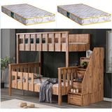 Setay Ranza, MDF Profil Deluxe Ayrılabilir Ranza + 2 Adet Comfort Yatak - 120 x 200 cm - Ceviz