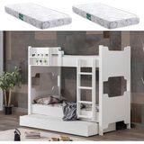 Setay Ranza, MDF Profil Ranza, Avrasya Ayrılabilir Yavrulu Ranza + 2 Adet Comfort Yatak - 90 x 200 cm - Beyaz