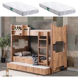 Setay Ranza, MDF Profil Ranza, Avrasya Ayrılabilir Yavrulu Ranza + 2 Adet Comfort Yatak - 90 x 200 cm - Ceviz