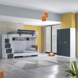 Setay Ranza, Metris Merdivenli 2 Li Ranza Karyola + 3 Kapaklı Dolap - 90 x 190 cm - Antrasit