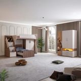 Setay Ranza, Milano Genç Odası Takımı Çift Kişilik Dolaplı Modern Ranza + Üç Kapaklı Modern Dolap - Ceviz - 90 x 190 cm