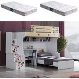 Setay Ranza Mira Ranza Karyola Çalışma Masası + 2 Adet Comfort Yatak - Beyaz - 90 x 190 cm