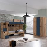 Setay Ranza, Riva Merdivenli 2 Li Ranza Karyola + 3 Kapaklı Dolap - 90 x 190 cm - Lacivert