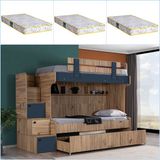 Setay Ranza, Riva Yavrulu Ranza + 3 Adet Comfort Yatak - 90 x 190 cm - Ceviz - Mavi