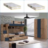 Setay Ranza, Riva Yavrulu Ranza 3 Kapaklı Dolap + 2 Comfort Yatak - Beyaz