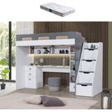 Setay Ranza, Troya Ranza Masa Kitaplık + 1 Adet Comfort Yatak - 90 x 200 cm - Antrasit - Beyaz
