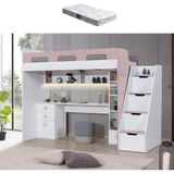 Setay Ranza, Troya Ranza Masa Kitaplık + 1 Adet Comfort Yatak - 90 x 200 cm - Pembe - Beyaz