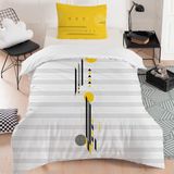 Setay RelaxGenç Odası Takımı Uyumlu Dijital Baskılı Nevresim Takımı - 160 x 220 cm - Gri - Sarı