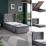 Setay Riga İkili Set Tek Kişilik Baza Başlık - Gri - 90 x 200 cm