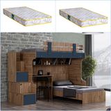 Setay Riva Ranza Karyola Çalışma Masası + 2 Adet Comfort Yatak - Kahverengi - 90 x 190 cm