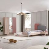 Setay Rosetta Genç Odası - 3 Kapılı Dolap, Karyola, Komodin - Pembe