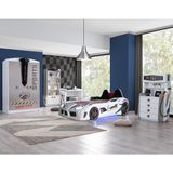 Setay Sports Çocuk Odası Takımı, Beyaz - Audi Arabalı Yatak - Dolap - Masa - Şifonyer - Kitaplık