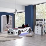 Setay Sports Çocuk Odası Takımı, Beyaz - Audi Arabalı Yatak - Dolap - Şifonyer