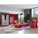 Setay Sports Çocuk Odası Takımı, Kırmızı - Audi Arabalı Yatak - Dolap - Masa - Şifonyer - Kitaplık