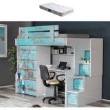 Setay Summer Ranza 2 Kapaklı Dolap Çalışma Masası + 1 Adet Comfort Yatak - Mavi - 90 x 190 cm