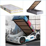 Setay Süpers Bazalı Arabalı Yatak, Ledli - Adaptörlü + 1 Adet Comfort Yatak - Beyaz - Renk