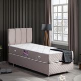 Setay Tetra İkili Set Tek Kişilik Baza Başlık - Gri - 100 x 200 cm