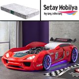 Setay Vento Cooper Rüzgarlıklı Full Ledli Arabalı Yatak, Kırmızı + 1 Adet Comfort - 90 x 190 cm