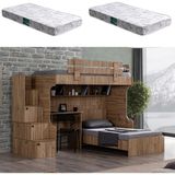 Setay Viva Ranza Karyola Çalışma Masası + 2 Adet Comfort Yatak - Ceviz - 90 x 190 cm