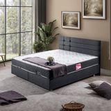 Setay Viyana Çift Kişilik Baza Başlık Letto Yatak Seti Antrasit - 150 x 200 cm