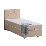 Setay Wick 90x190 cm Bej Tek Kişilik Baza Başlık Letto Yatak Seti