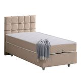 Setay Wick 90x200 cm Bej Tek Kişilik Baza Başlık Letto Yatak Seti
