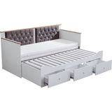 Setay Yavrulu Karyola, Alaçatı Çekmeceli Açılır Çift Kişilik Karyola (Yataksız) - Gri - 80 x 200 cm