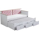 Setay Yavrulu Karyola, Alaçatı Çekmeceli Açılır Çift Kişilik Karyola (Yataksız) - Pembe - 80 x 200 cm