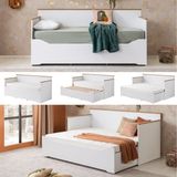 Setay Yavrulu Karyola, Tirilye Divan Karyola, Açılır Çift Kişilik Karyola (Yataksız) - Beyaz - 160 x 200 cm