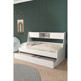 Setay Yavrulu Karyola, Viyole Kapaklı, Kitaplıklı Yavrulu Karyola - 90X200 - Beyaz - 90 x 200 cm