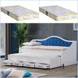 Setay Yavrulu Yatak, Eymen Yavrulu Karyola - Mavi + 2 Adet Comfort Yatak - 100 x 200 cm