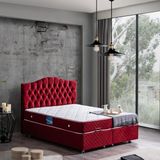 Setay Zümrüt İkili Set Çift Kişilik Baza Başlık - Bordo - 190 x 140 cm
